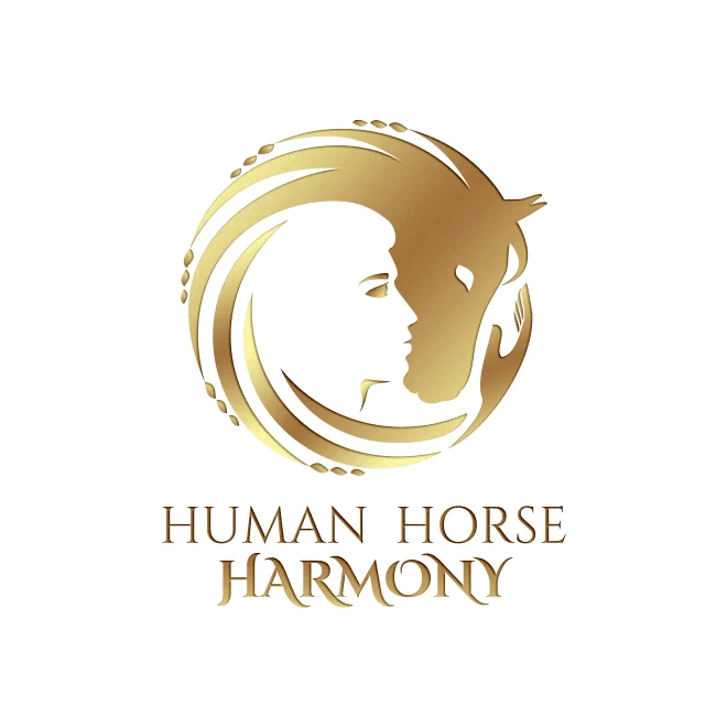 Elegant circular logo of a person in negative space and a horse