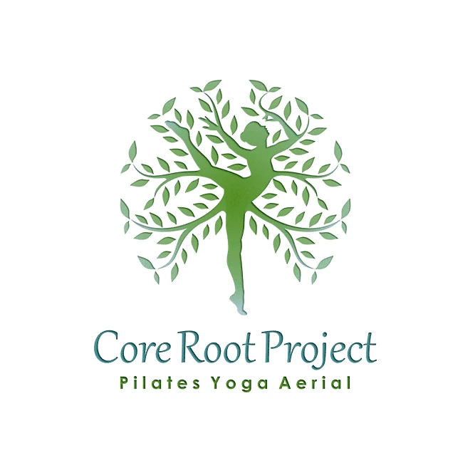 Logo of a girl in yoga pose forming a tree