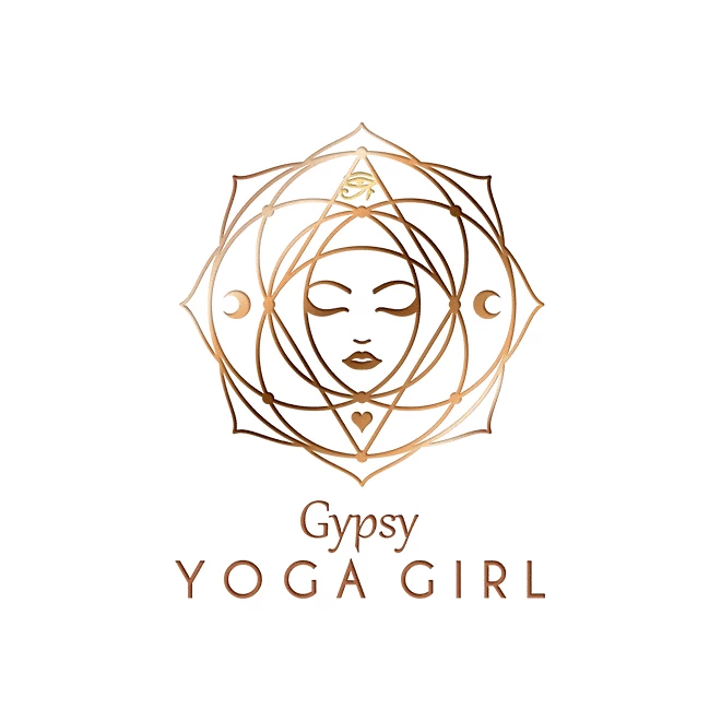 Mandala logo with a woman face and yoga symbols
