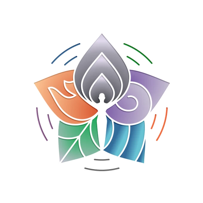 Geometric logo with the 5 elements and a human in negative space available on LogoGround