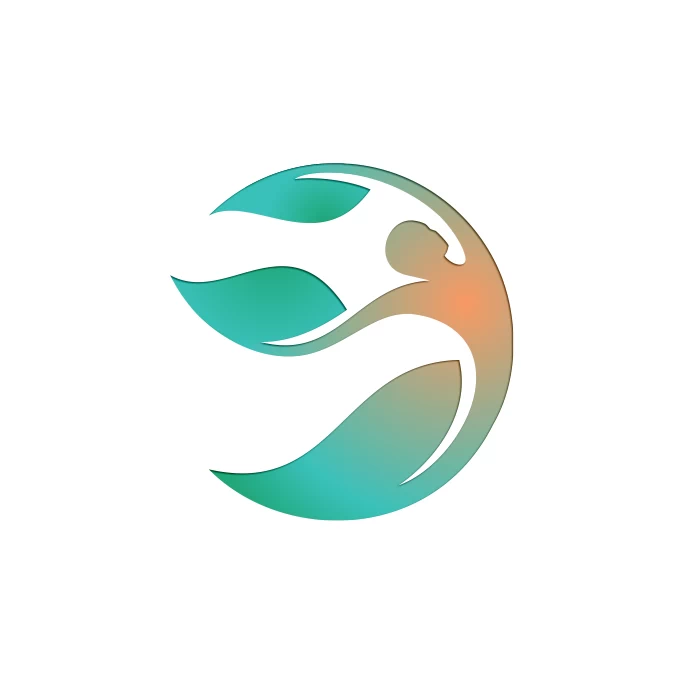 Circular, geometric logo of a man with leaves available on LogoGround