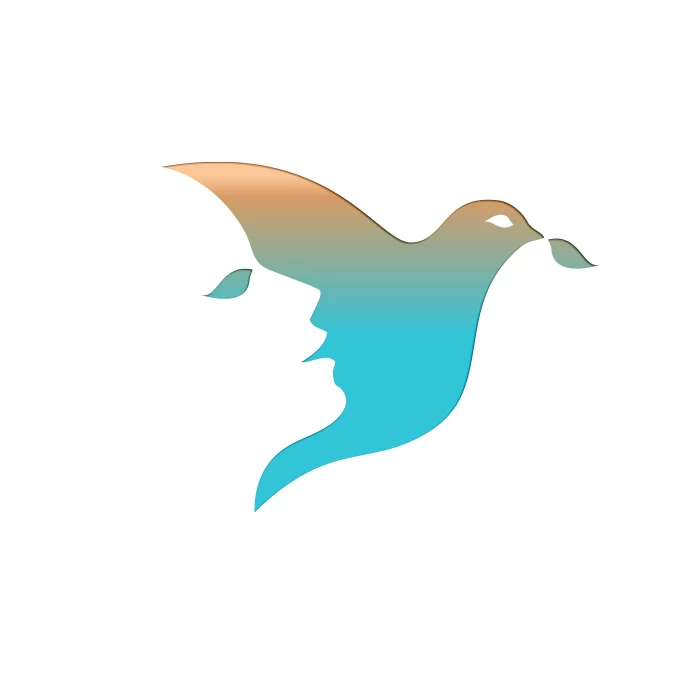 Logo of a flying bird with a woman profile in negative space available on LogoGround