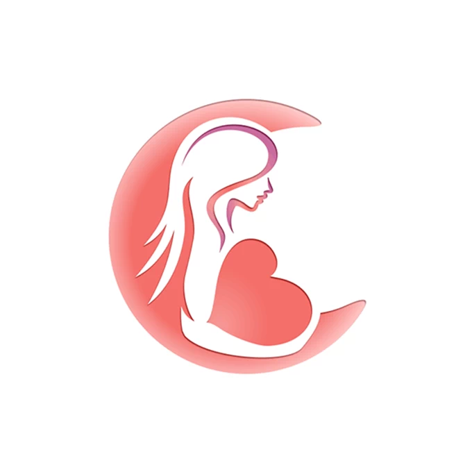 Logo of the moon having a pregnant lady in negative space available on LogoGround