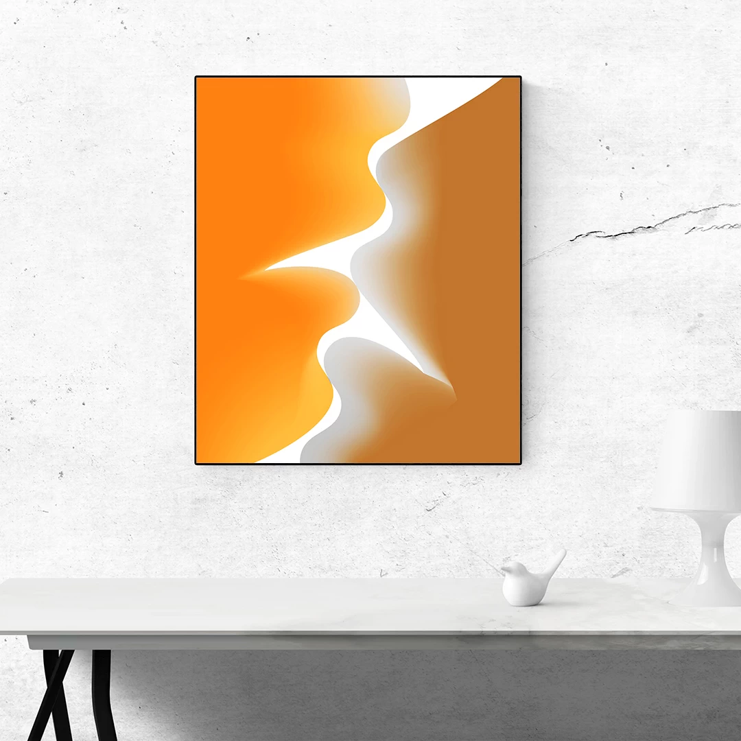 ART | DESIGN 57 Wall mockup showing framed minimalist abstract illustration from ArtFeel’s Hive of Graphics collection