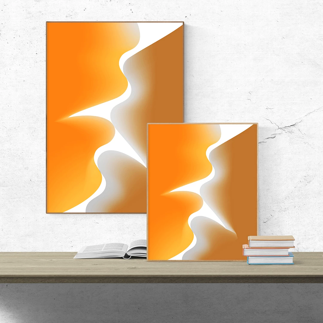ART | DESIGN 58 Wall mockup showing framed minimalist abstract illustration from ArtFeel’s Hive of Graphics collection