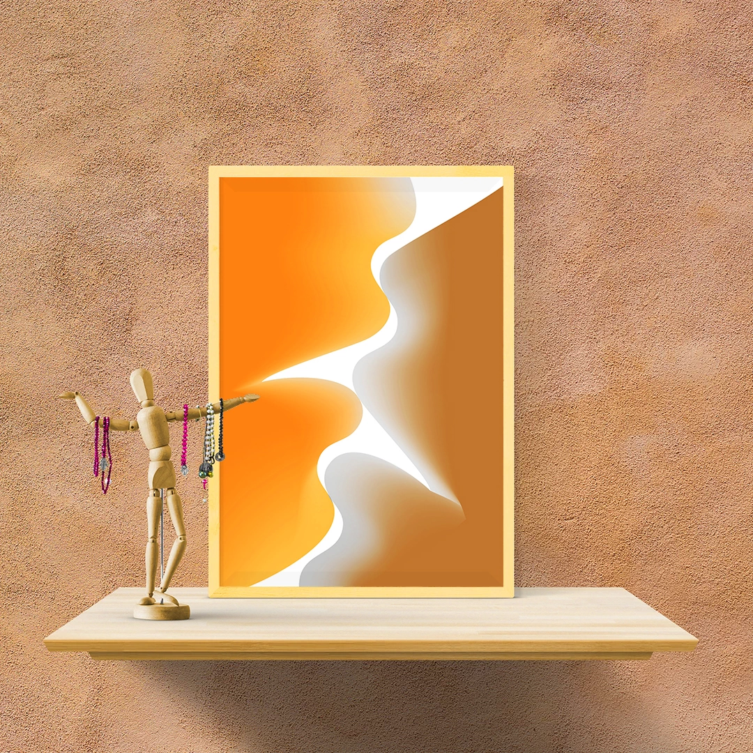 ART | DESIGN 60 Wall mockup showing framed minimalist abstract illustration from ArtFeel’s Hive of Graphics collection
