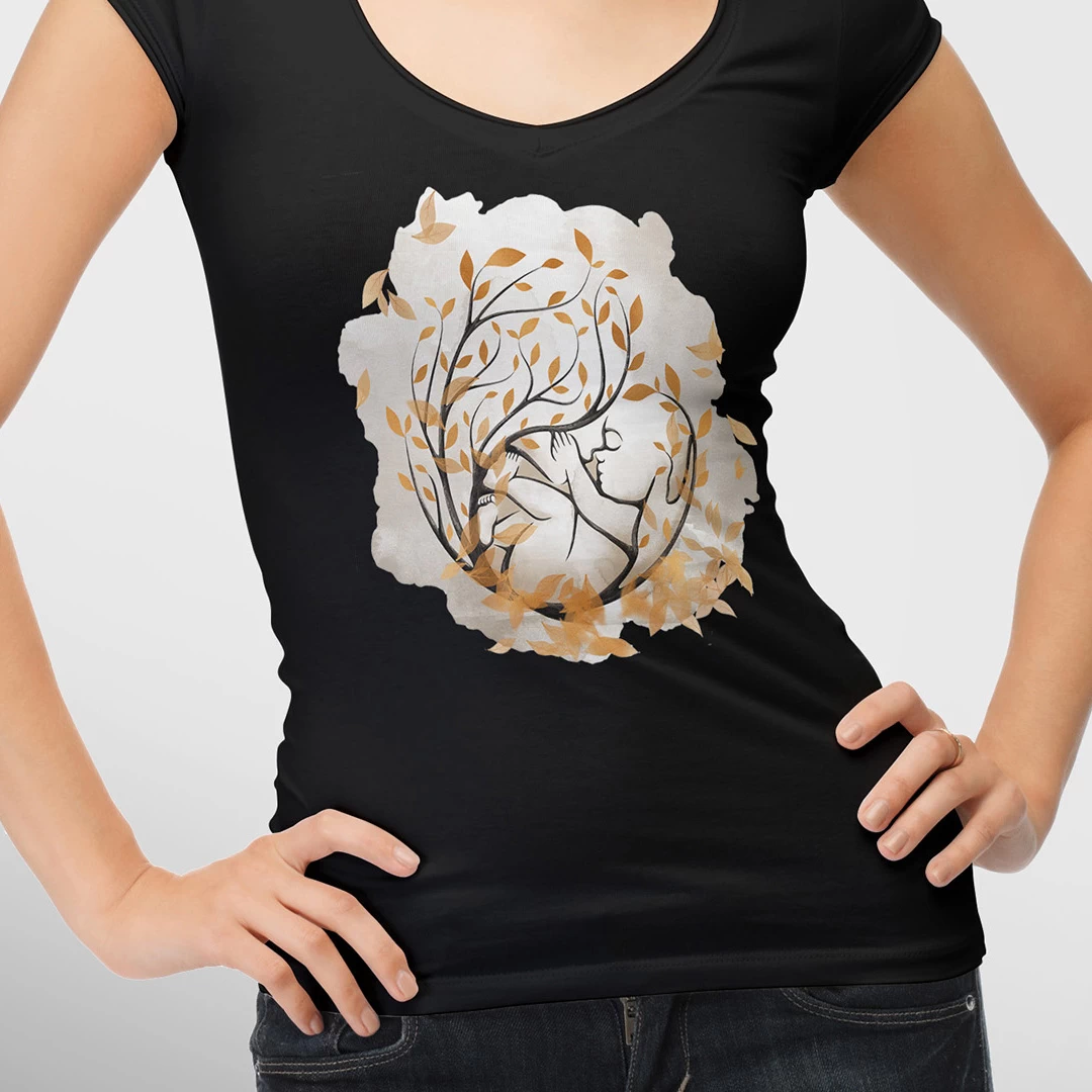 ART | DESIGN 10 T-shirt mockup showing a botanical tree artwork from ArtFeel’s Enchanted Trees collection