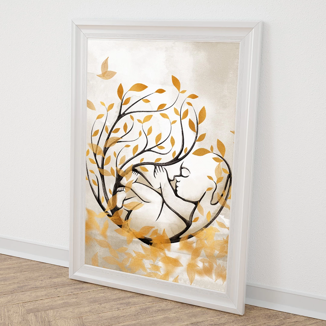 ART | DESIGN 12 Wall mockup showing Botanical Tree Art Print from ArtFeel’s Enchanted Leaves collection