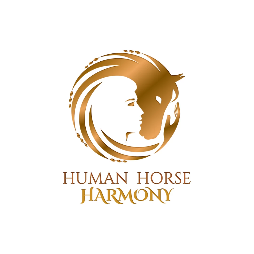LOGO | BRANDING 30 Human Horse Harmony Elegant circular logo of a person in negative space and a horse