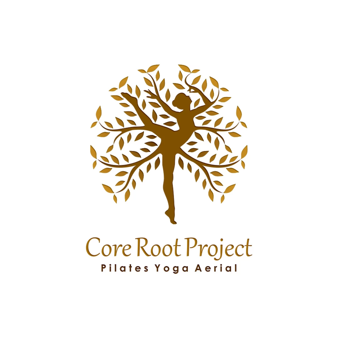 LOGO | BRANDING 5 Core Root Pilates Yoga Logo of a girl in yoga pose forming a tree
